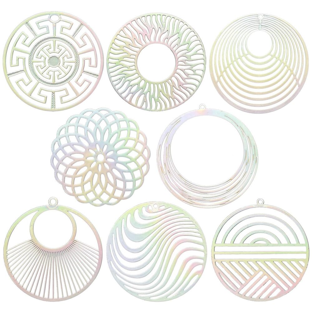 4174 16pcs Dazzling White Filigree Charms Hollow Out Multicolor Geometric